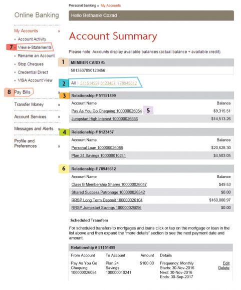 Account summary example