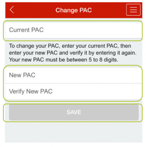 App - change your PAC