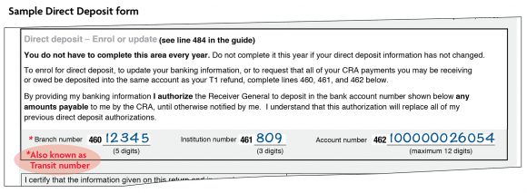 Sample direct deposit form