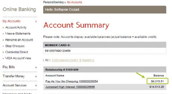 Account summary balance