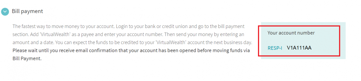 virtualwealth account number