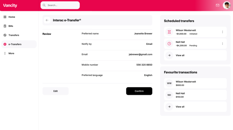 Interac E Transfer Screen How do I create or edit Interac e-Transfer Profiles? - Learning Hub