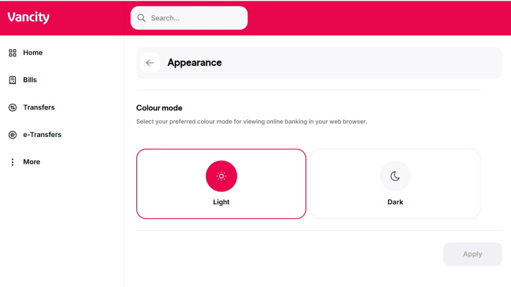 Choose Light or Dark mode